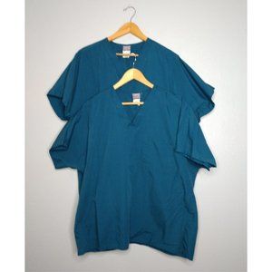 Cherokee Workwear Mens Large Blue Short Sleeve Scrub Medical Dental Shirt Top